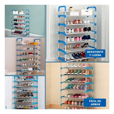 PACK2 ALMACENADOR VERTICAL 6 NIVELES ESTRUCTURA FIRME PARA HOGAR TONO CELESTE Y+PAPEL REGALO - 3