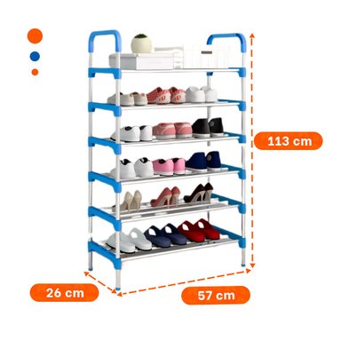 PACK2 ALMACENADOR VERTICAL 6 NIVELES ESTRUCTURA FIRME PARA HOGAR TONO CELESTE Y+PAPEL REGALO - 4
