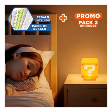 PACK2 LAMPARA DE ESCRITORIO LED CON SONIDO EN FORMA DE CUBO COLOR AMARILLO Y+PAPEL REGALO - 1