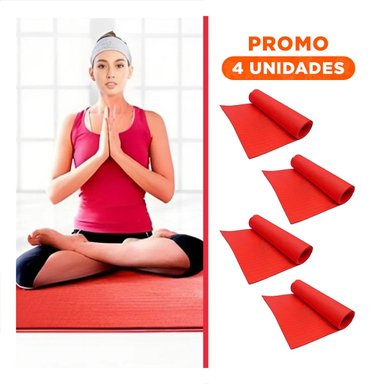 PACK4 TAPETE GRUESO 10MM DE GOMA EVA 61X183CM ROJO Y+REGALO STICKER - 1