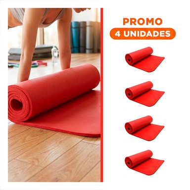 PACK4 SUPERFICIE DE GOMA PARA ZONA DE EJERCICIO EN DEPARTAMENTO 8MM ROJO Y+REGALO STICKER - 1