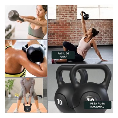 KETTLEBELL PARA RUTINAS DINAMICAS EN ESPACIO REDUCIDO 10 KG NEGRO Y+POST IT - 1