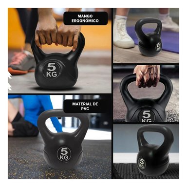 PACK6 KETTLEBELL PARA RUTINAS FUNCIONALES EN CASA NEGRO 5 KG Y+PAPEL REGALO - 3
