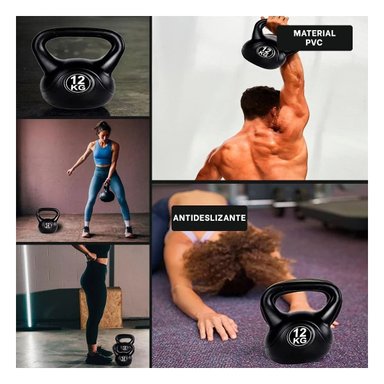 KETTLEBELL DEPORTIVA NACIONAL PARA POTENCIA 12 KG NEGRO Y+POST IT - 1