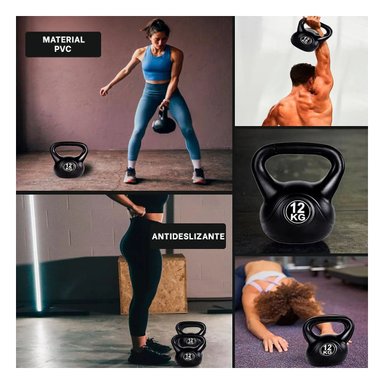 KETTLEBELL DEPORTIVA NACIONAL PARA POTENCIA 12 KG NEGRO Y+POST IT - 5
