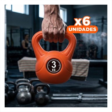 PACK6 IMPLEMENTO RUSO PARA SESIONES DEPORTIVAS EN INTERIOR 3 KG ROJO Y+REGALO STICKER - 1