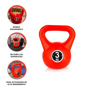 PACK6 IMPLEMENTO RUSO PARA SESIONES DEPORTIVAS EN INTERIOR 3 KG ROJO Y+REGALO STICKER - 2