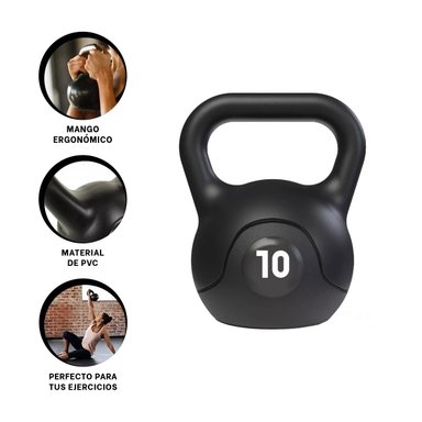 KETTLEBELL DE ENTRENAMIENTO PARA POTENCIAR RESISTENCIA 10 KG NEGRO - 3