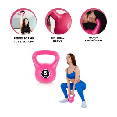 PESA COMPACTA PARA EJERCICIOS DE BRAZOS Y PIERNAS 5 KG FUCSIA Y+LIGAS REGALO - 3