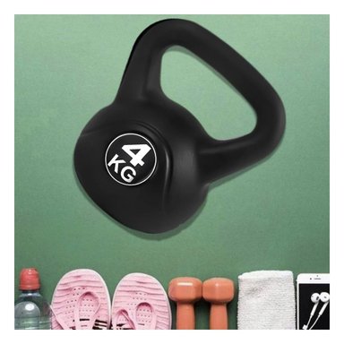 KETTLEBELL ERGONOMICA PARA RUTINAS RAPIDAS NEGRO 4 KG Y+LIGAS REGALO - 2