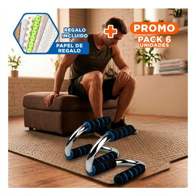 PACK6 TARIMA PUSH UP LIGERA Y CONFORTABLE PARA ENTRENAMIENTO FORMA S AZUL Y+PAPEL REGALO - 1