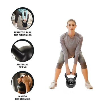 KETTLEBELL NACIONAL PARA FORTALECER TODO EL CUERPO NEGRO 4 KG - 3