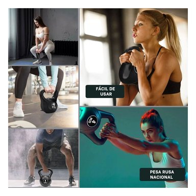 KETTLEBELL NACIONAL PARA FORTALECER TODO EL CUERPO NEGRO 4 KG - 5
