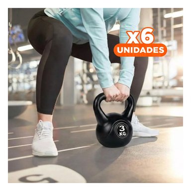PACK6 CARGA DEPORTIVA NACIONAL PARA EJERCICIOS DE RESISTENCIA NEGRO 3 KG Y+REGALO STICKER - 1