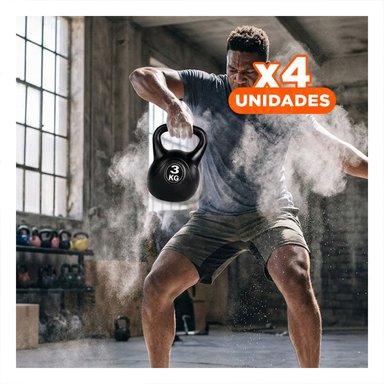 PACK4 EQUIPO FITNESS NACIONAL PARA FORTALECER TODO EL CUERPO NEGRO 3 KG - 1