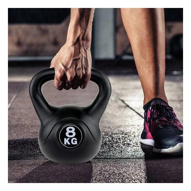 PACK2 KETTLEBELL DE FUERZA PARA TRABAJO DE PIERNAS Y GLUTEOS 8 KG NEGRO Y+REGALO STICKER - 5