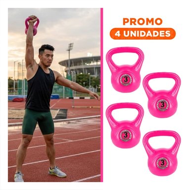 PACK4 CARGA RUSA DE HIERRO PARA FUERZA EN CASA 3 KG FUCSIA Y+REGALO STICKER - 1