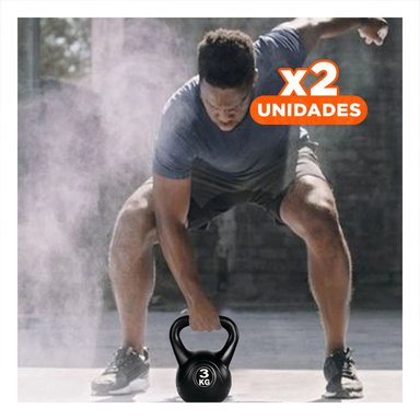 PACK2 EQUIPO FITNESS NACIONAL COMPACTO PARA ESPACIOS REDUCIDOS NEGRO 3 KG Y+REGALO STICKER - 1