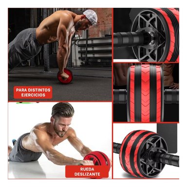 PACK4 ANILLO RODANTE PARA EJERCICIOS DE CORE ABDOMEN Y BRAZOS ROJO Y+REGALO STICKER - 2
