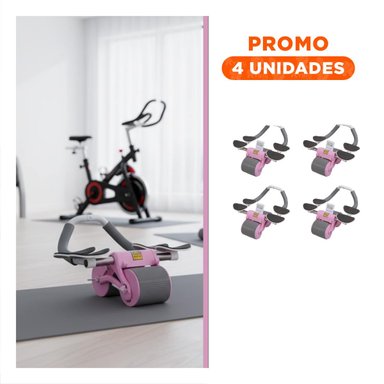PACK4 RUEDA DE EJERCICIO 2 EN 1 CON TABLERO ANALOGICO ROSADO PARA FITNESS Y+REGALO STICKER - 1
