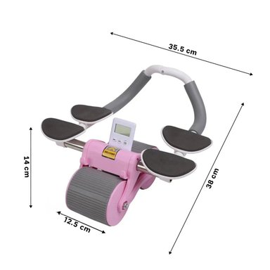 PACK4 RUEDA DE EJERCICIO 2 EN 1 CON TABLERO ANALOGICO ROSADO PARA FITNESS Y+REGALO STICKER - 4