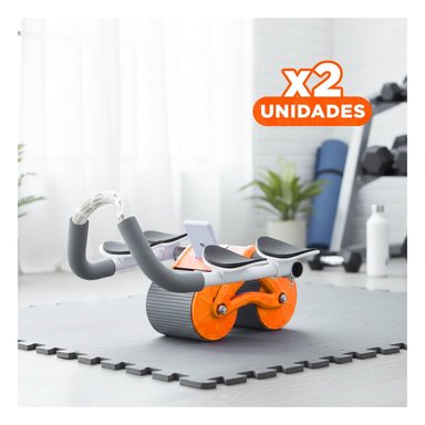 PACK2 RUEDA ABDOMINAL 2 EN 1 CON CONTADOR ANALOGICO Y BASE ESTABLE NARANJA Y+REGALO STICKER - 1