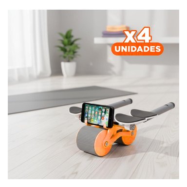 PACK4 KIT FITNESS 2 EN 1 CON RUEDA ABDOMINAL Y TABLERO ANALOGICO NARANJA - 1