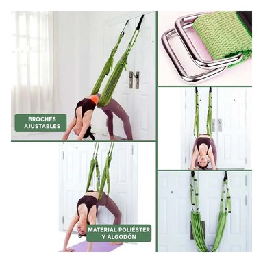 CUERDA AEREA AJUSTABLE PARA PRACTICA AVANZADA Y SEGURA DE YOGA COLOR VERDE Y+POST IT - 5