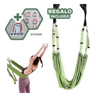 CUERDA AEREA LIGERA, SEGURA Y AJUSTABLE PARA YOGA COLOR VERDE Y+REGALO STICKER - 1