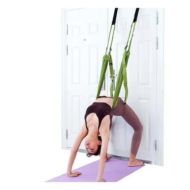 CINTA DE YOGA AEREA REFORZADA Y AJUSTABLE COLOR VERDE PARA GIMNASIO Y+PAPEL REGALO - 5