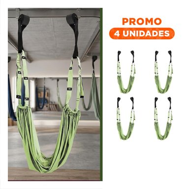PACK4 HAMACA AEREA AJUSTABLE Y COMODA PARA FLEXIBILIDAD COLOR VERDE Y+REGALO STICKER - 1
