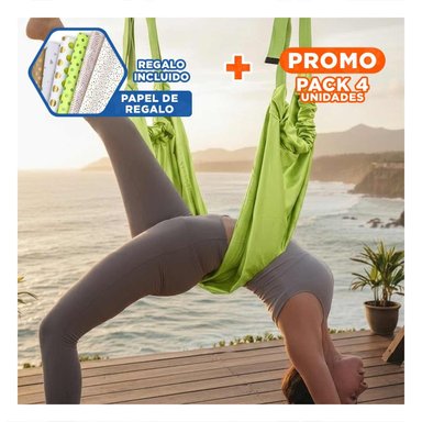 PACK4 CUERDA DE YOGA AEREA SEGURA Y PROFESIONAL AJUSTABLE COLOR VERDE Y+PAPEL REGALO - 1