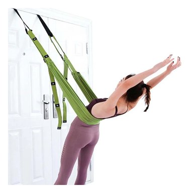 PACK12 CINTA AEREA COMODA Y ESTABLE AJUSTABLE PARA YOGA COLOR VERDE Y+REGALO STICKER - 5