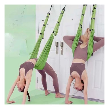 SISTEMA DE CUERDA AEREA ESTABLE PARA YOGA AJUSTABLE COLOR VERDE Y+LIGAS REGALO - 2