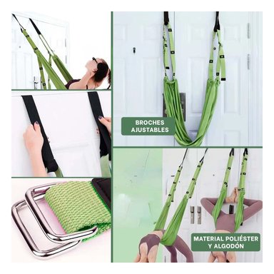 SISTEMA DE CUERDA AEREA ESTABLE PARA YOGA AJUSTABLE COLOR VERDE Y+LIGAS REGALO - 5