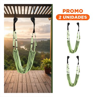 PACK2 HAMACA DE SUSPENSION RESISTENTE Y AJUSTABLE PARA YOGA COLOR VERDE - 1