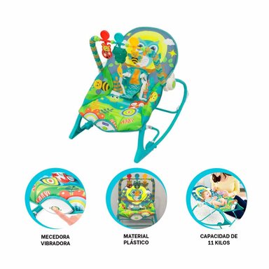 BALANCIN CON DISENO DE MECEDORA AZUL VIBRATORIA PARA NINOS DE LA FAMILIA - 3