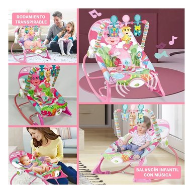 HAMACA MUSICAL DE MECEDORA ROSADO VIBRATORIA EDUCATIVO RESISTENTE BEBE Y+POST IT - 1
