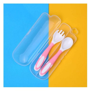 PACK12 UTENSILIO ALIMENTACION FORMA FLEXIBLE PARA BEBE ROSADO CON ESTUCHE Y+PAPEL REGALO - 3