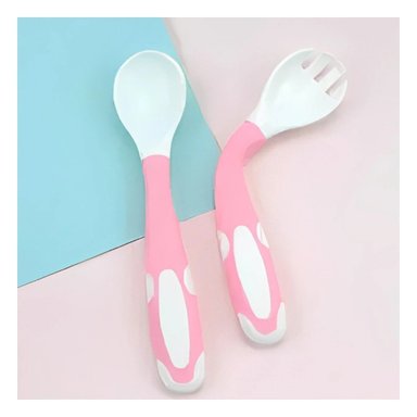 PACK12 UTENSILIO ALIMENTACION FORMA FLEXIBLE PARA BEBE ROSADO CON ESTUCHE Y+PAPEL REGALO - 5