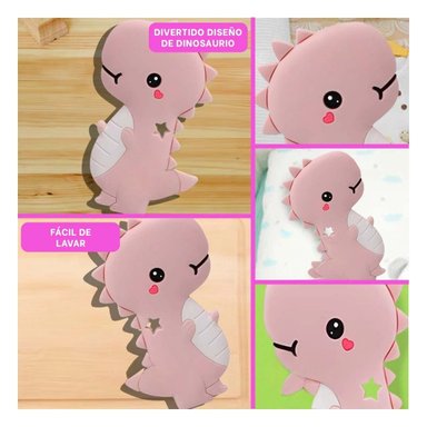 PACK4 JUGUETE SILICONA MODELO DINOSAURIO PARA BEBE ROSADO DE RESISTENCIA ALTA Y+REGALO STICKER - 2