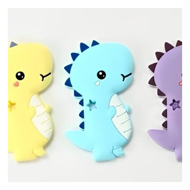 PACK2 RASCADOR SILICONA FORMA DINOSAURIO PARA BEBE AZUL DE DISENO DIVERTIDO Y+PAPEL REGALO - 5