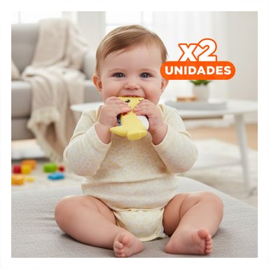 PACK2 LIMPIADOR SILICONA MODELO DINOSAURIO PARA BEBE AMARILLO CON AGARRE Y+REGALO STICKER - 1