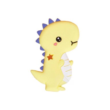 PACK2 LIMPIADOR SILICONA MODELO DINOSAURIO PARA BEBE AMARILLO CON AGARRE Y+REGALO STICKER - 2