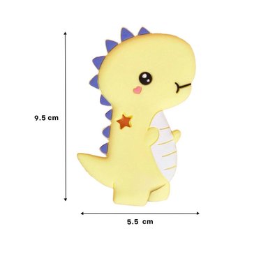 PACK2 LIMPIADOR SILICONA MODELO DINOSAURIO PARA BEBE AMARILLO CON AGARRE Y+REGALO STICKER - 4