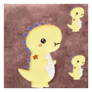 PACK12 ACCESORIO SILICONA MODELO DINOSAURIO PARA BEBE AMARILLO PARA MASAJE BUCAL Y+PAPEL REGALO - 3