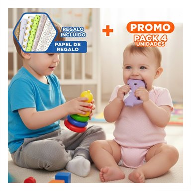 PACK4 ACCESORIO SILICONA ESTILO DINOSAURIO PARA BEBE LILA CON ACABADO SUAVE Y+PAPEL REGALO - 1