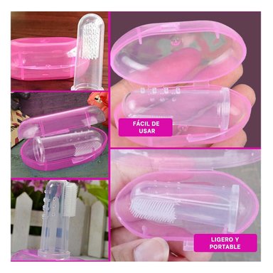PACK2 CUIDADO BUCAL MODELO DEDAL PARA BEBE CON ESTUCHE ROSA DE PRACTICIDAD Y+PAPEL REGALO - 3