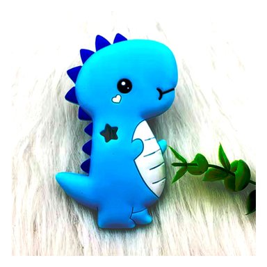 PACK6 RASCADOR SILICONA DISENO DINOSAURIO PARA BEBE AZUL CON PUNTA REDONDA - 3