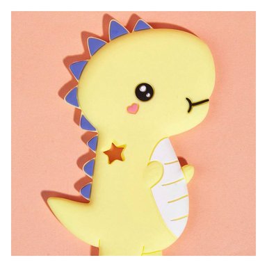 PACK4 MORDEDOR SILICONA DISENO DINOSAURIO PARA BEBE AMARILLO PARA USO PROLONGADO Y+PAPEL REGALO - 2